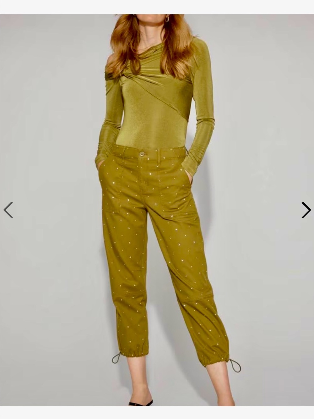 Pret Studded Ankle Pant WHBM Green Jogger Pants for Women